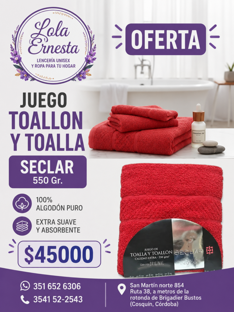 Juego de toalla y toallón